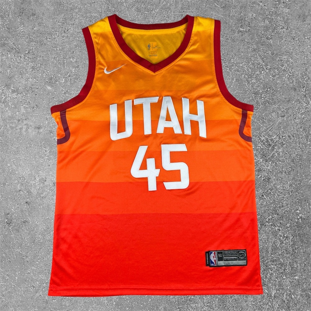 Nike Utah Jazz Basketball Jersey Mens 50 XL Orange Donovan Mitchell City Edition